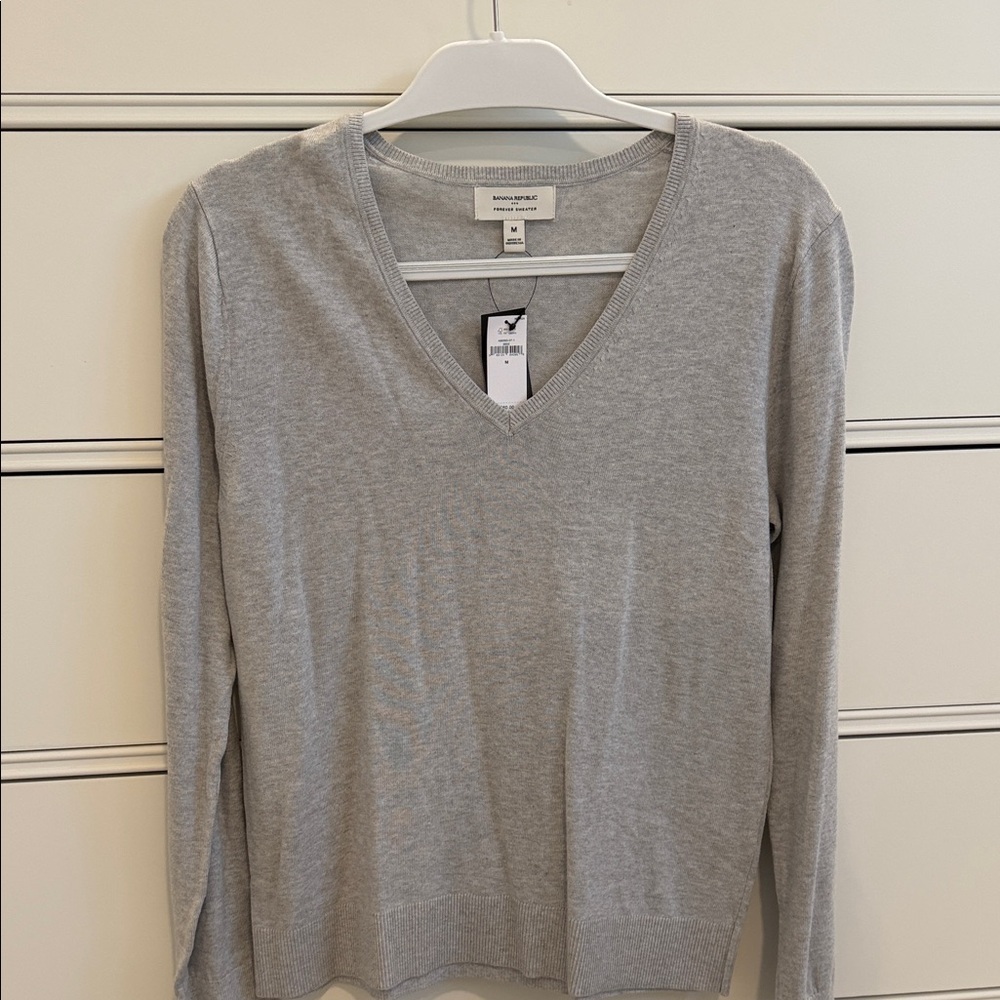 Banana Republic Factory Gray Forever V-Neck Sweater